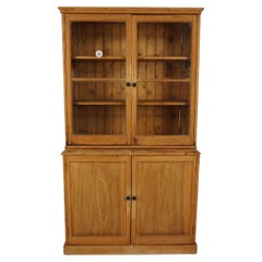 Antique Vic. Pine Kitchen Pantry Cupboard, Farmhouse Buffet & Hutch Scotland 1880, H738