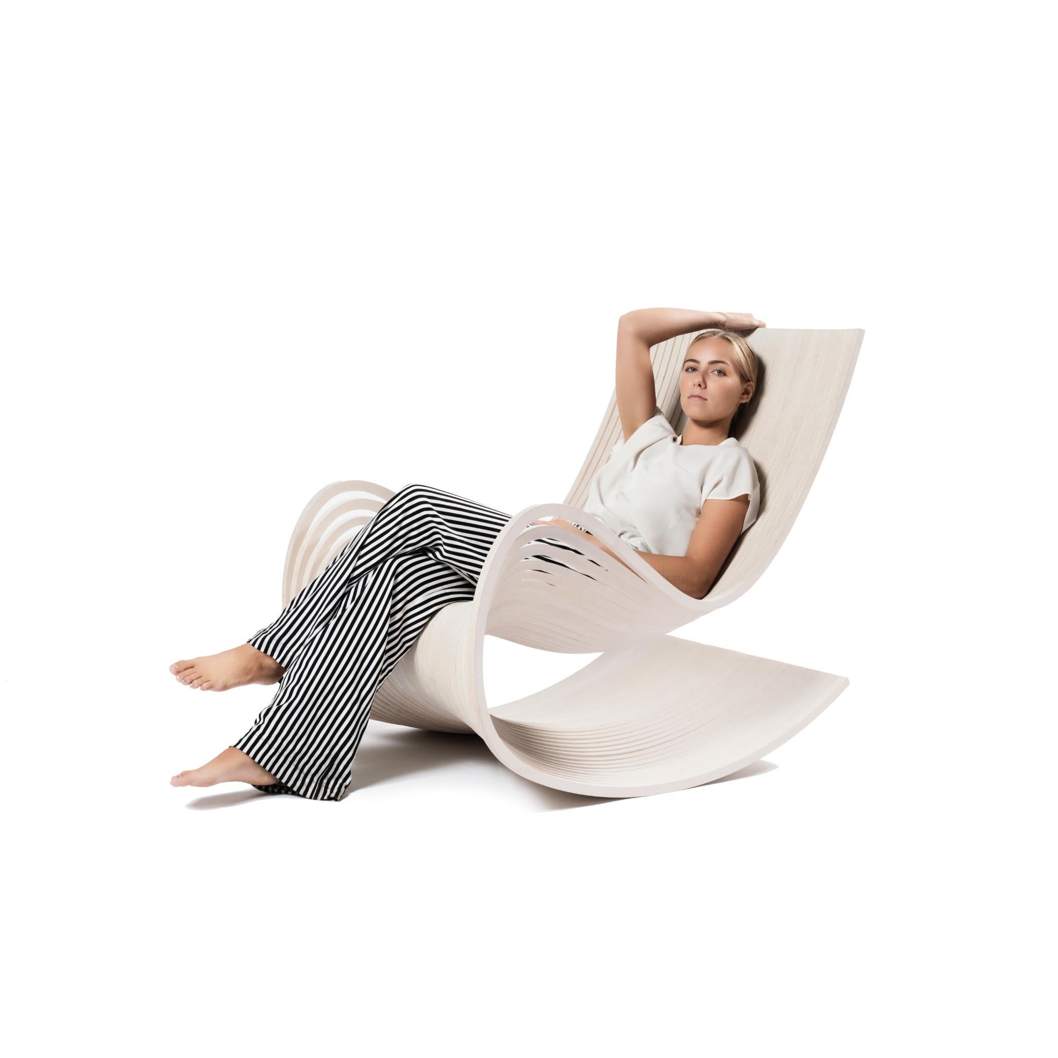 Laminated Vic Rocking Chair by Piegatto, a Sculptural Contemporary Rocker For Sale