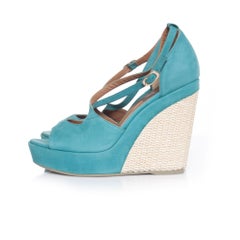 Vic, Turqouise leather espadrille sandals