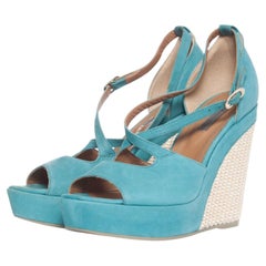 Vic, Turqouise leather espadrille sandals