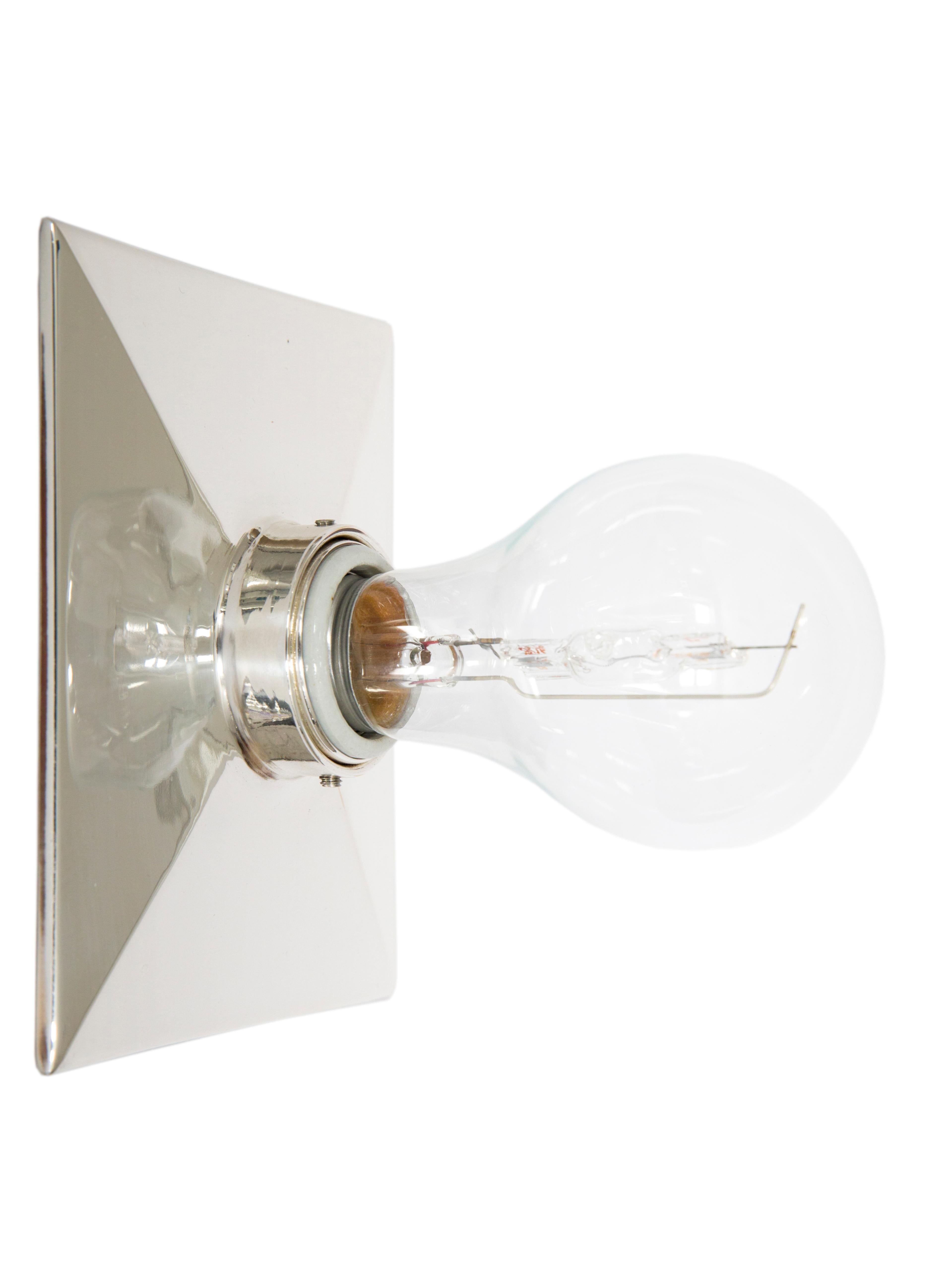 The Vica Light is a rectangular cast metal escutcheon plate with a beveled edge design and porcelain socket.  The fixture can be wall or ceiling mounted. 

The maximum wattage bulb recommended is 60W. The Vica Light is UL listed.

Handcrafted in the