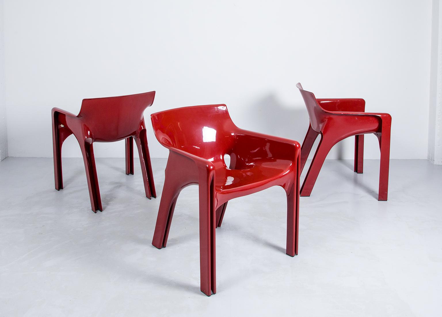 Late 20th Century Vicario Armchair by Vico Magistretti for Artemide in Dark Red