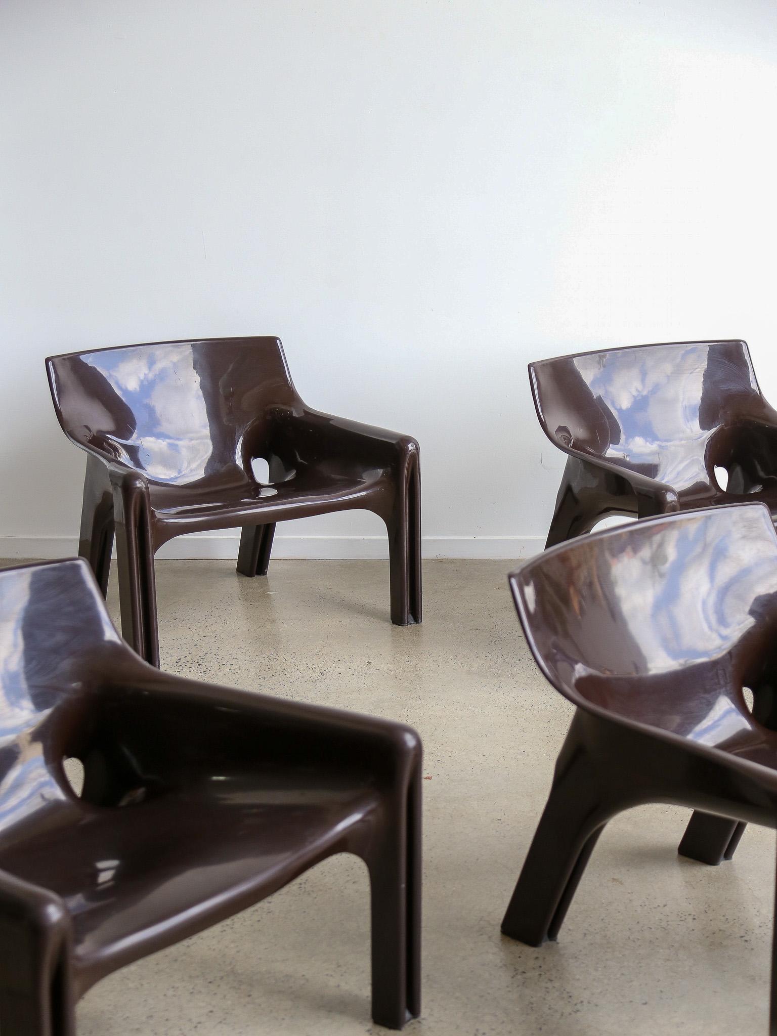 Space Age Vicario Lounge Chairs by Vico Magistretti for Artemide Set of Four
