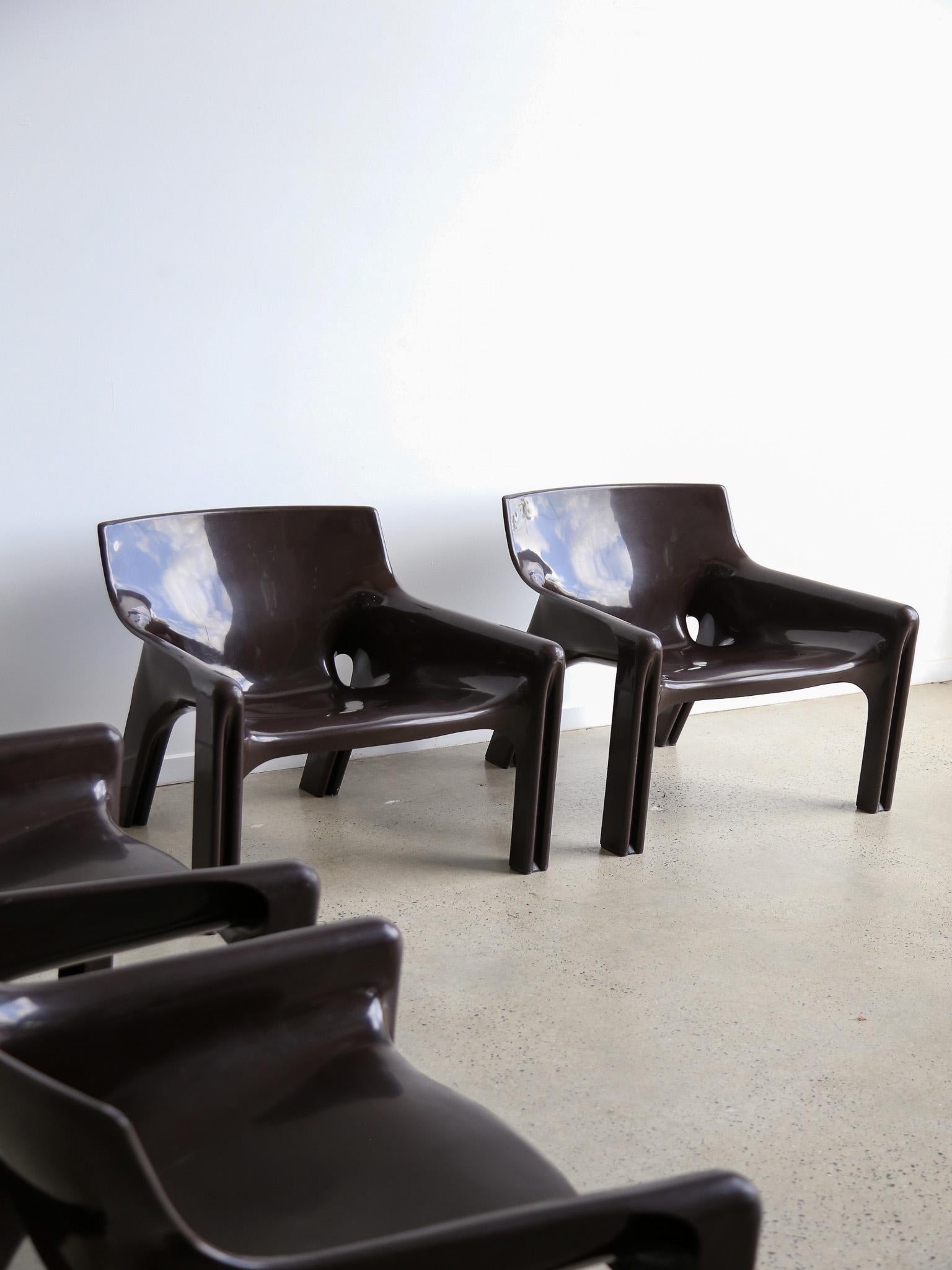 Mid-20th Century Vicario Lounge Chairs by Vico Magistretti for Artemide Set of Four