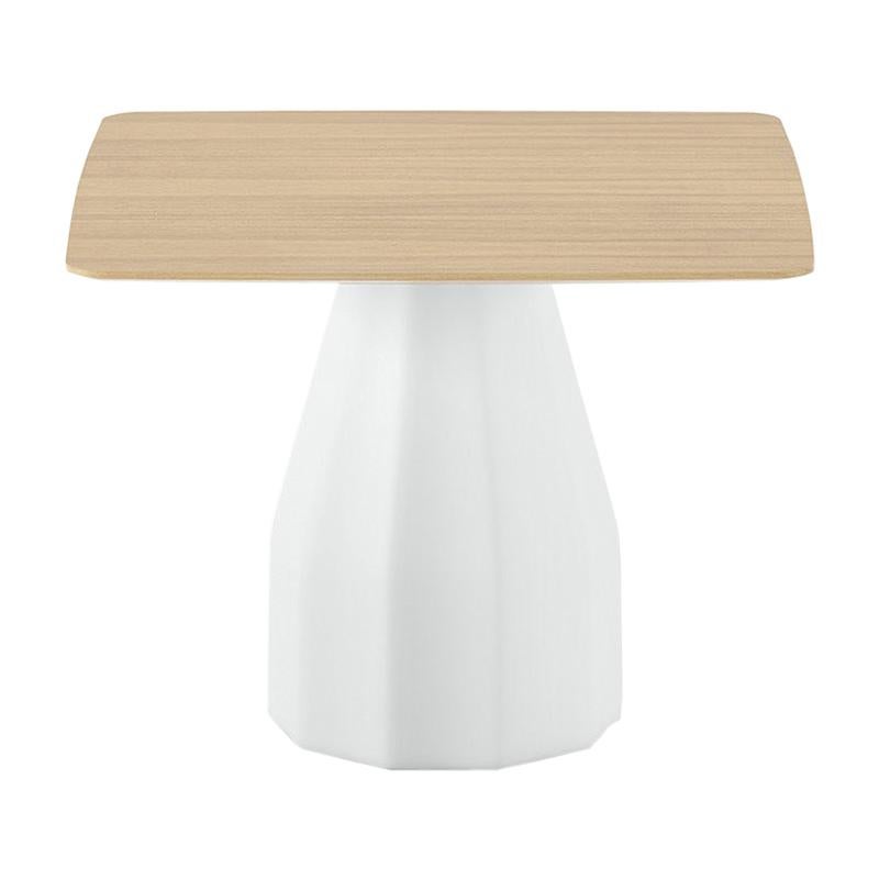 Viccarbe Dining Burin Table, White Base, Matt Oak Top For Sale