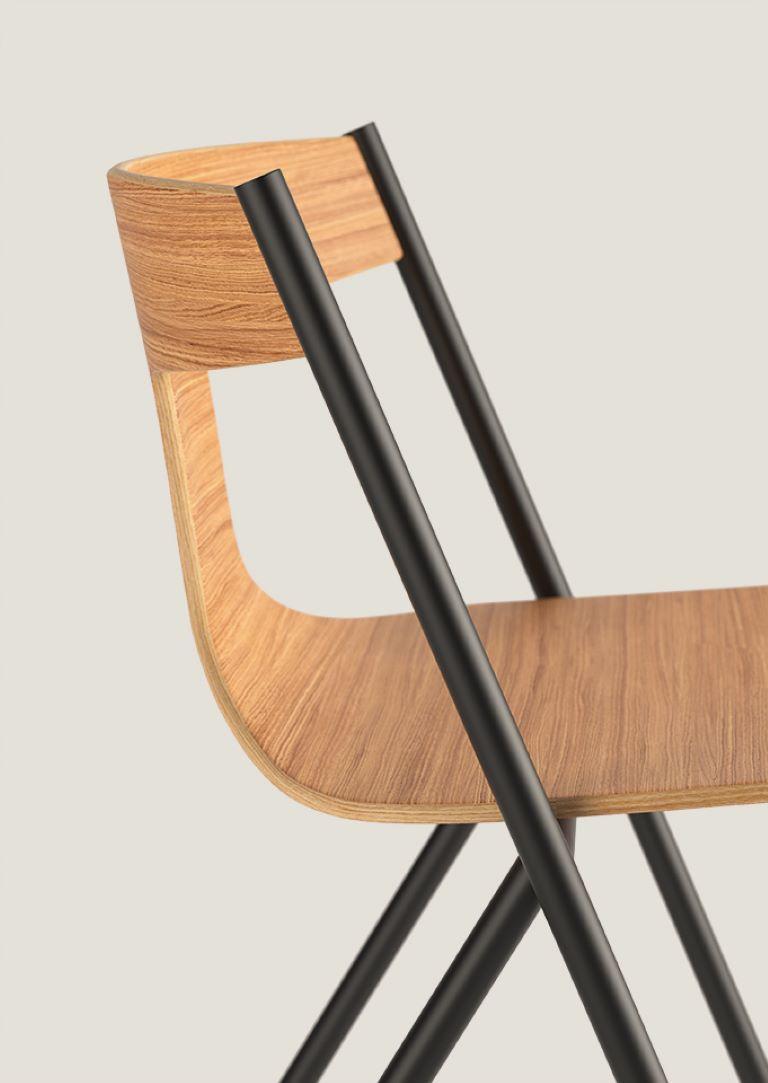 Mid-Century Modern Viccarbe Quadra Dining or Side Chair, Matt Oak, by Mario Ferrarini For Sale