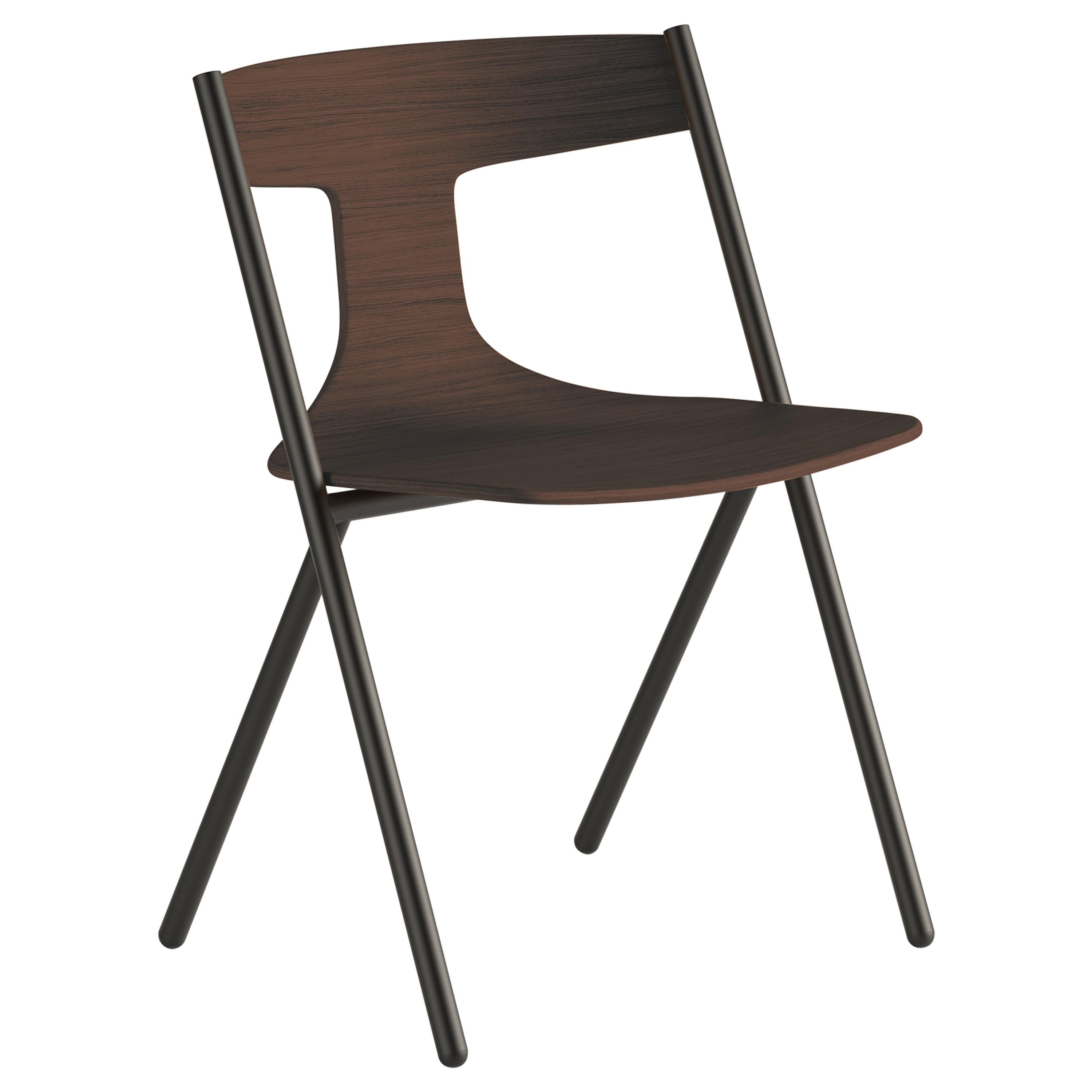 Viccarbe Set of 2 Quadra Chair, Wengue Seat, Stackable by Mario Ferrarini For Sale