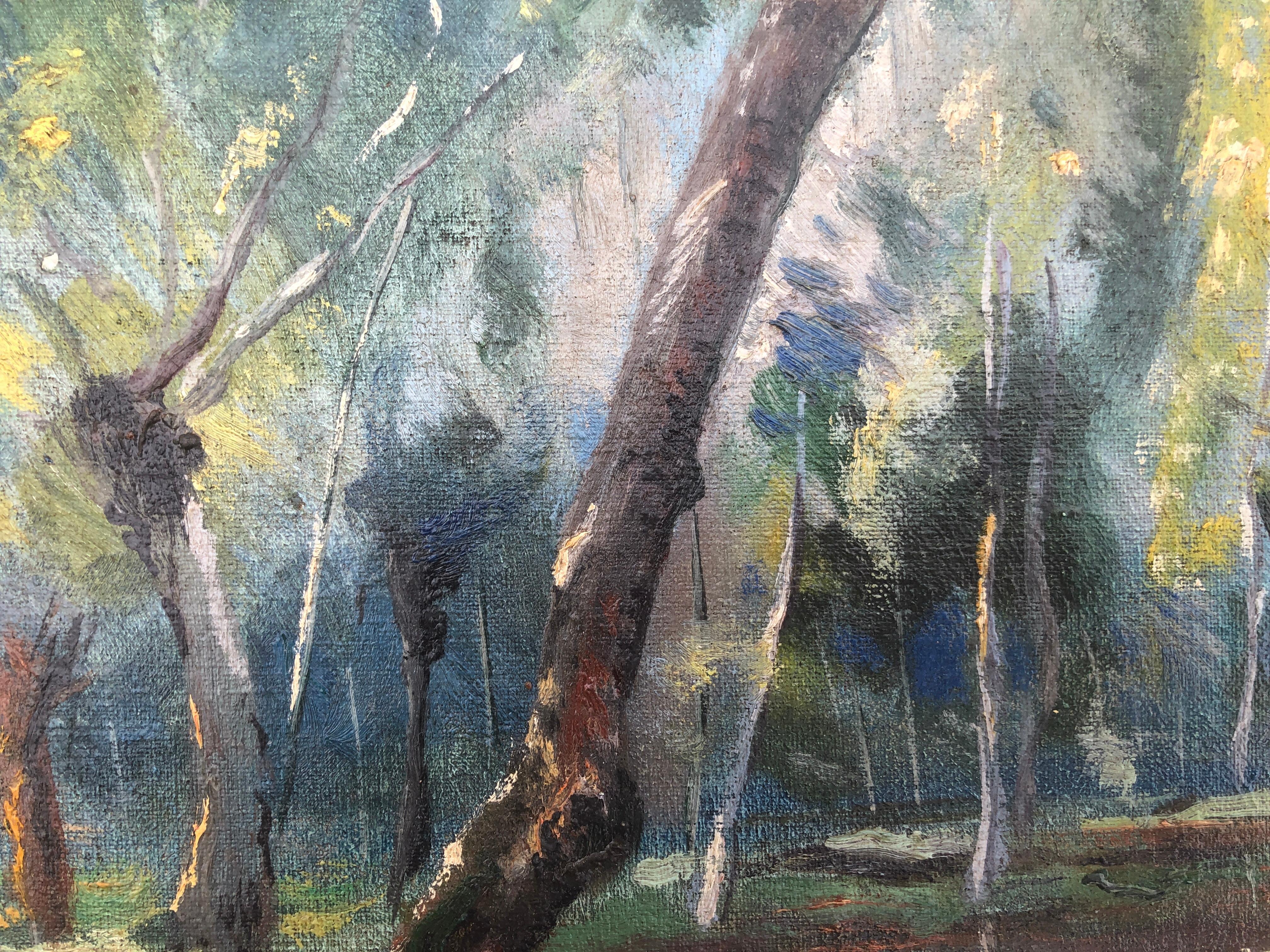 Paysage espagnol peinture à l'huile sur toile - Gris Landscape Painting par Vicenç Solé Jorba