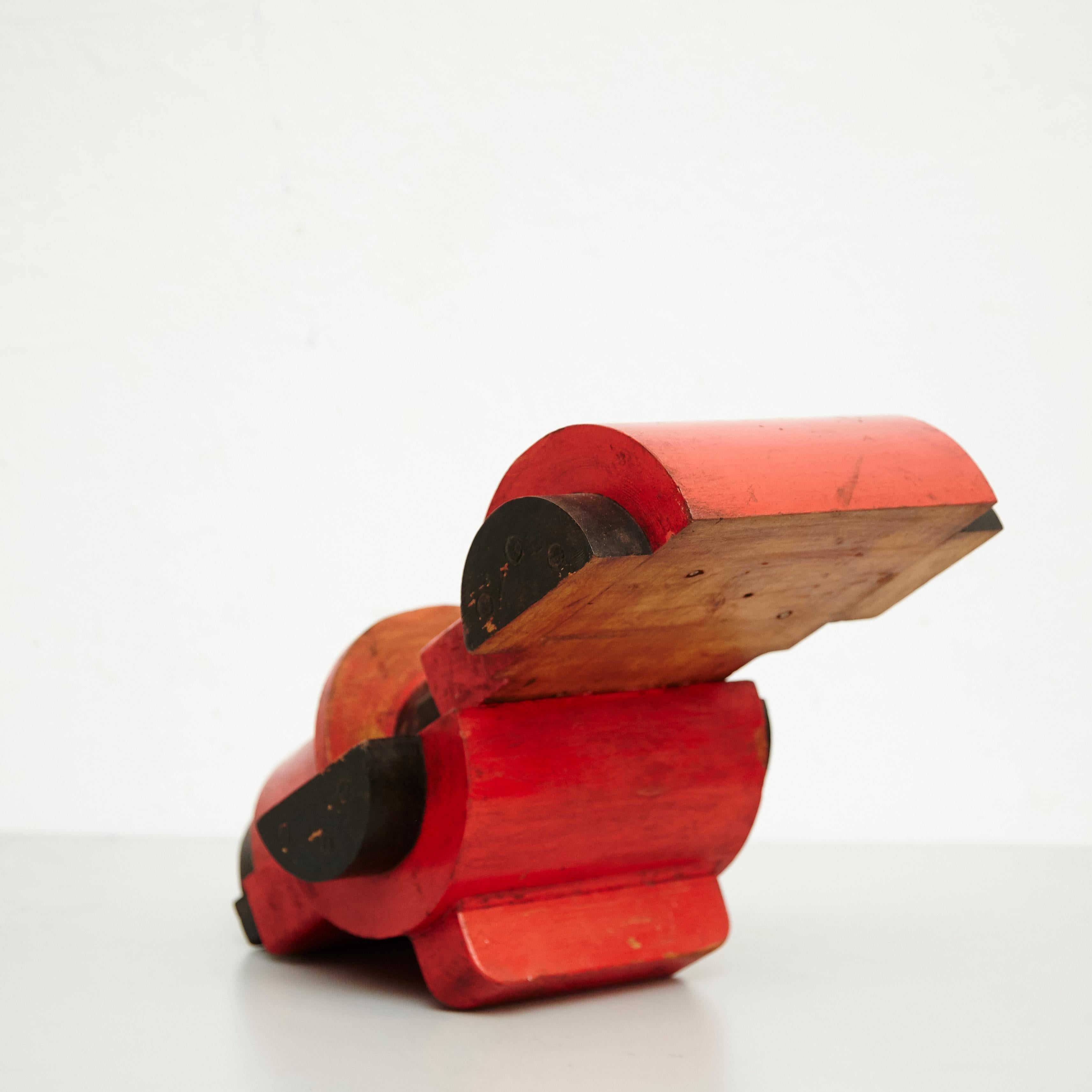 Vicenç Orsolà Sculpture Exempt AEM-501 Red Black Wood In Good Condition In Barcelona, Barcelona