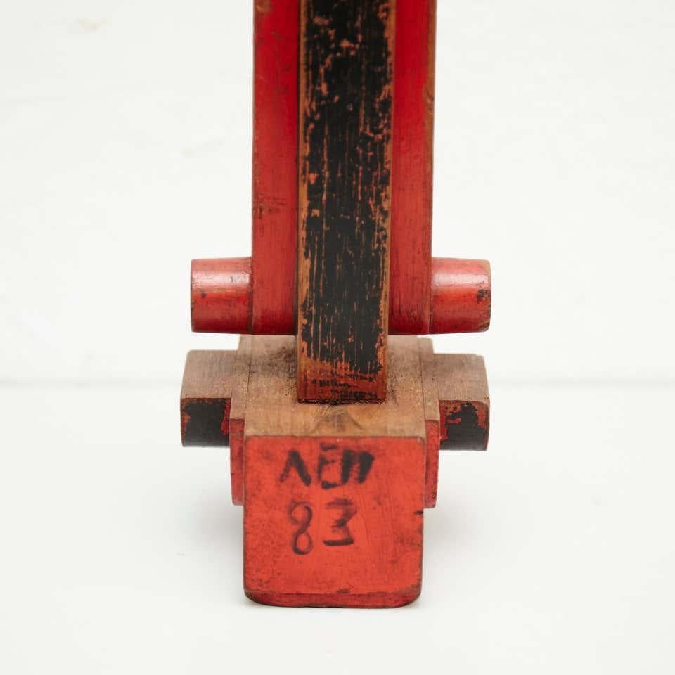 Vicenç Orsolà Skulptur Freie Komposition AEM-83 Rot Schwarz Holz (Moderne) im Angebot