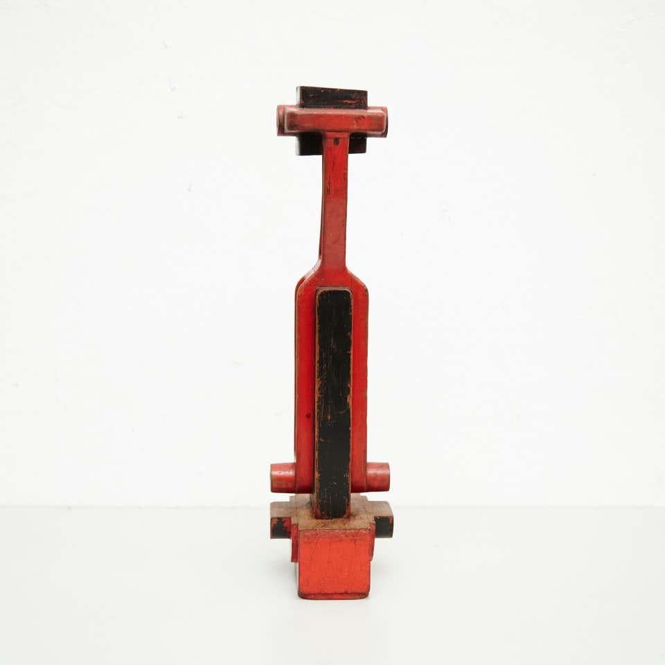 Vicenç Orsolà Sculpture Free Composition AEM-83 Red Black Wood In Good Condition For Sale In Barcelona, Barcelona