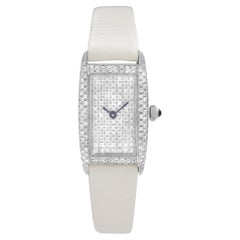 Vicence Milor 14K White Gold Diamond Dial White Leather Strap Ladies Watch