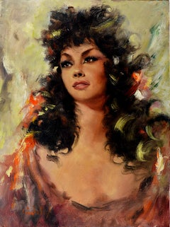 Vicente Cristellys, Oil on canvas "Gina Lollobrigida", Late 1950s