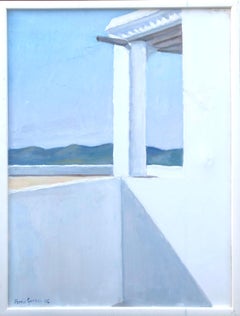 Ibiza Spagna olio su tela pittura paesaggio urbano spagnolo
