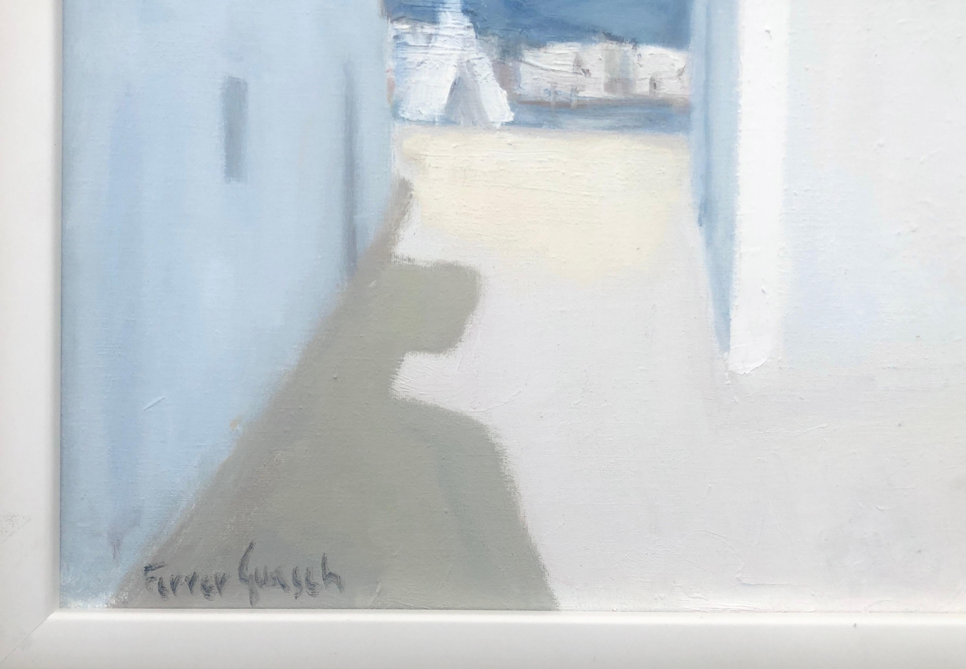 Ibiza España óleo sobre lienzo pintura paisaje urbano español - Painting Contemporáneo de Vicente Ferrer Guasch