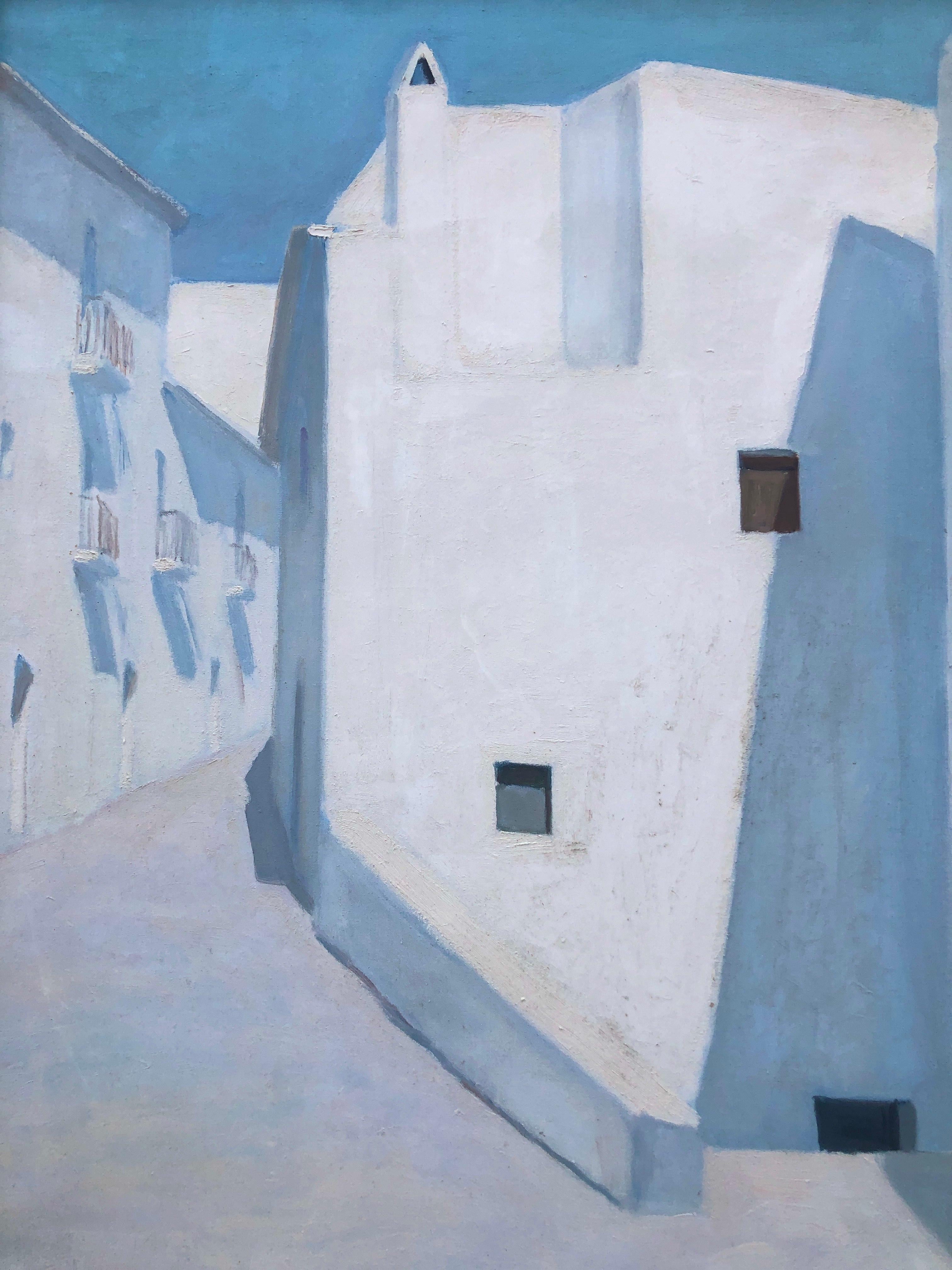 Ibiza Spagna olio su tela pittura paesaggio urbano spagnolo 2