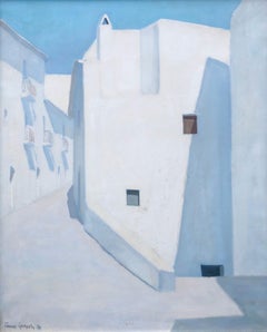 Ibiza Spagna olio su tela pittura paesaggio urbano spagnolo