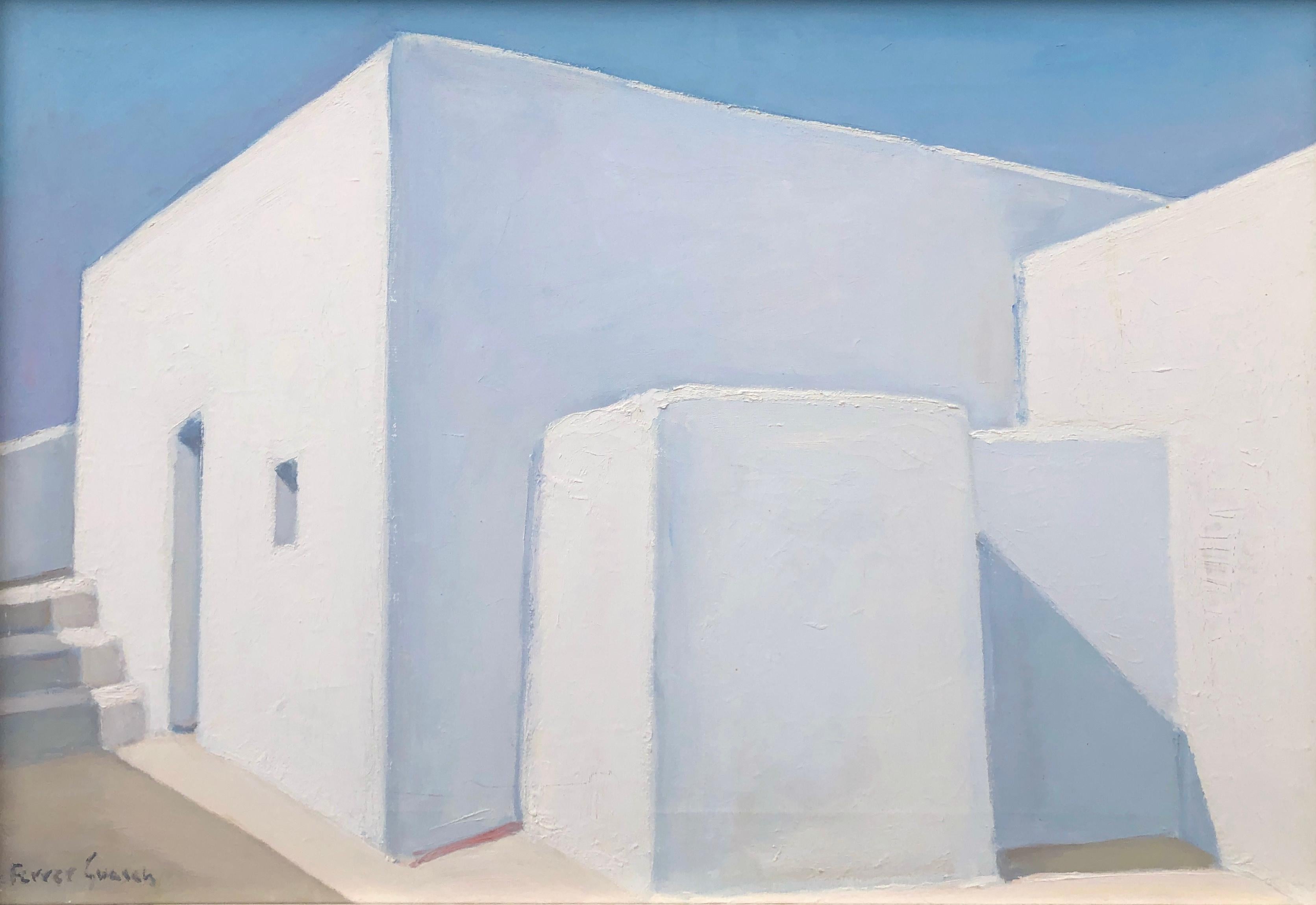 Landscape Painting di Vicente Ferrer Guasch - Ibiza Spagna olio su tela pittura paesaggio urbano spagnolo