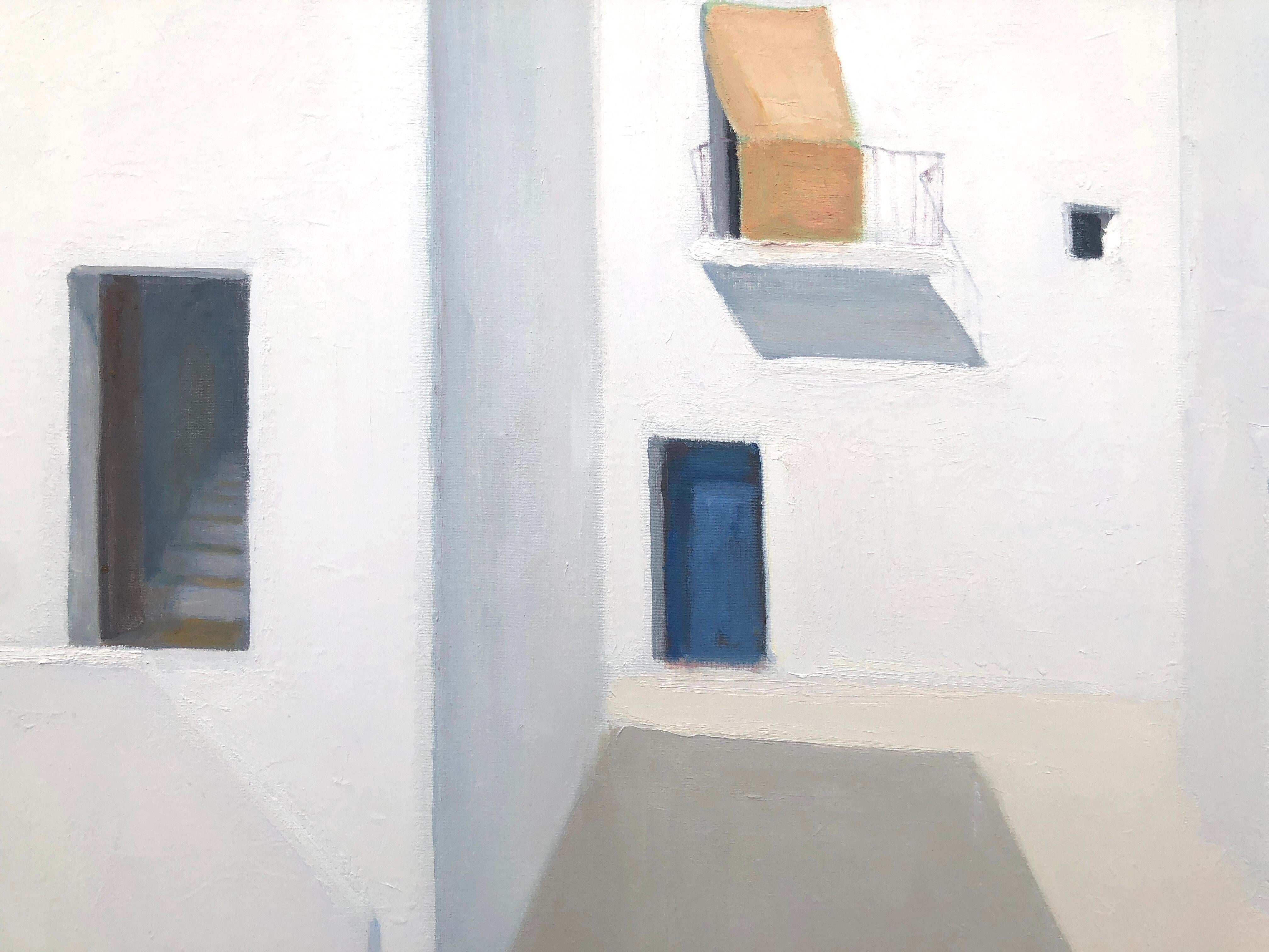 Ibiza España óleo sobre lienzo pintura paisaje urbano español mediterráneo 2