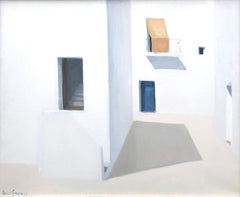 Ibiza España óleo sobre lienzo pintura paisaje urbano español mediterráneo