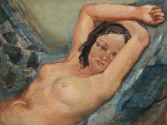 Female Nude Impressionist Oil Painting on Canvas, Circa 1938