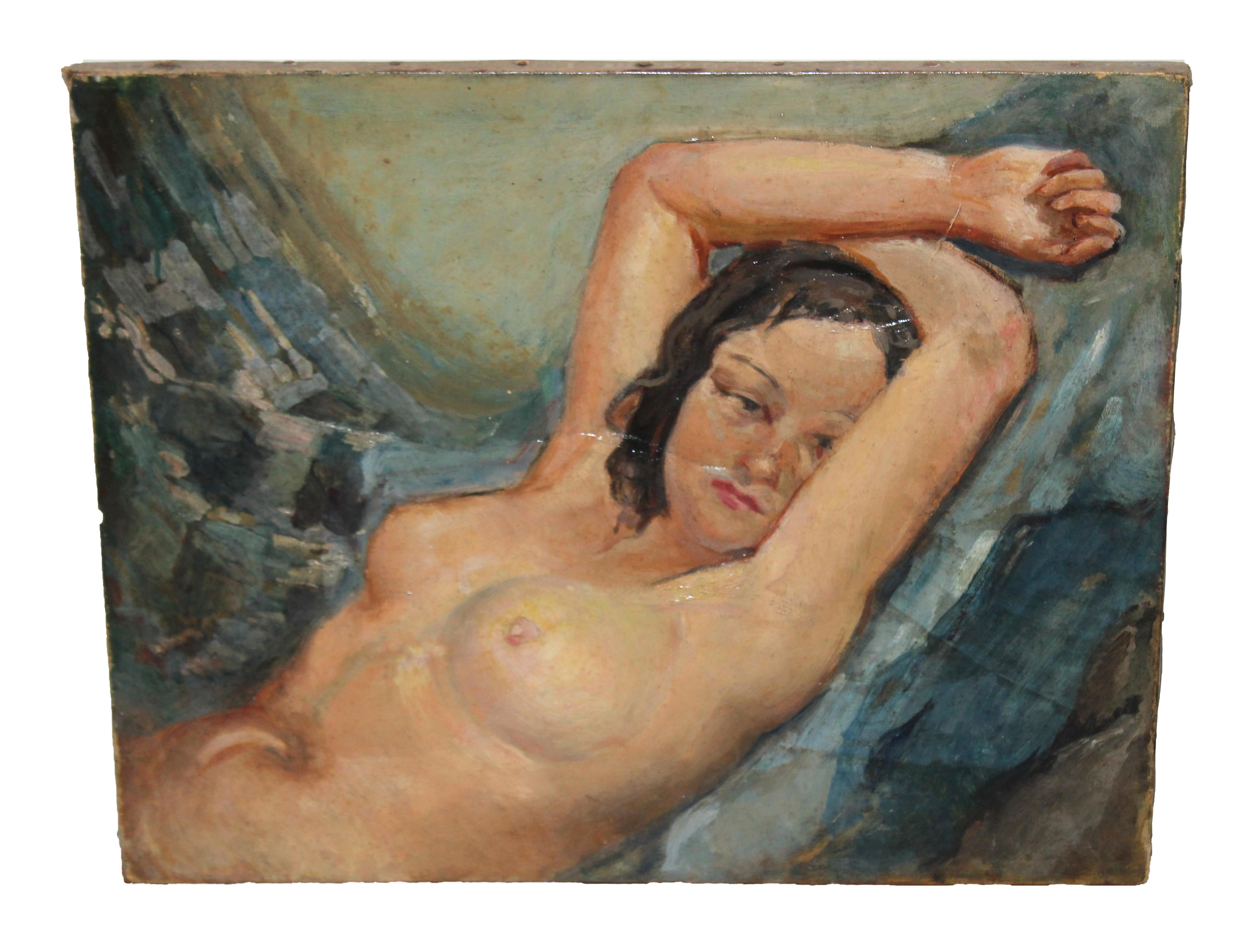 Vicente Garcia Serrano Nude Painting - Desnudo femenino - Óleo sobre tela - Año 1938
