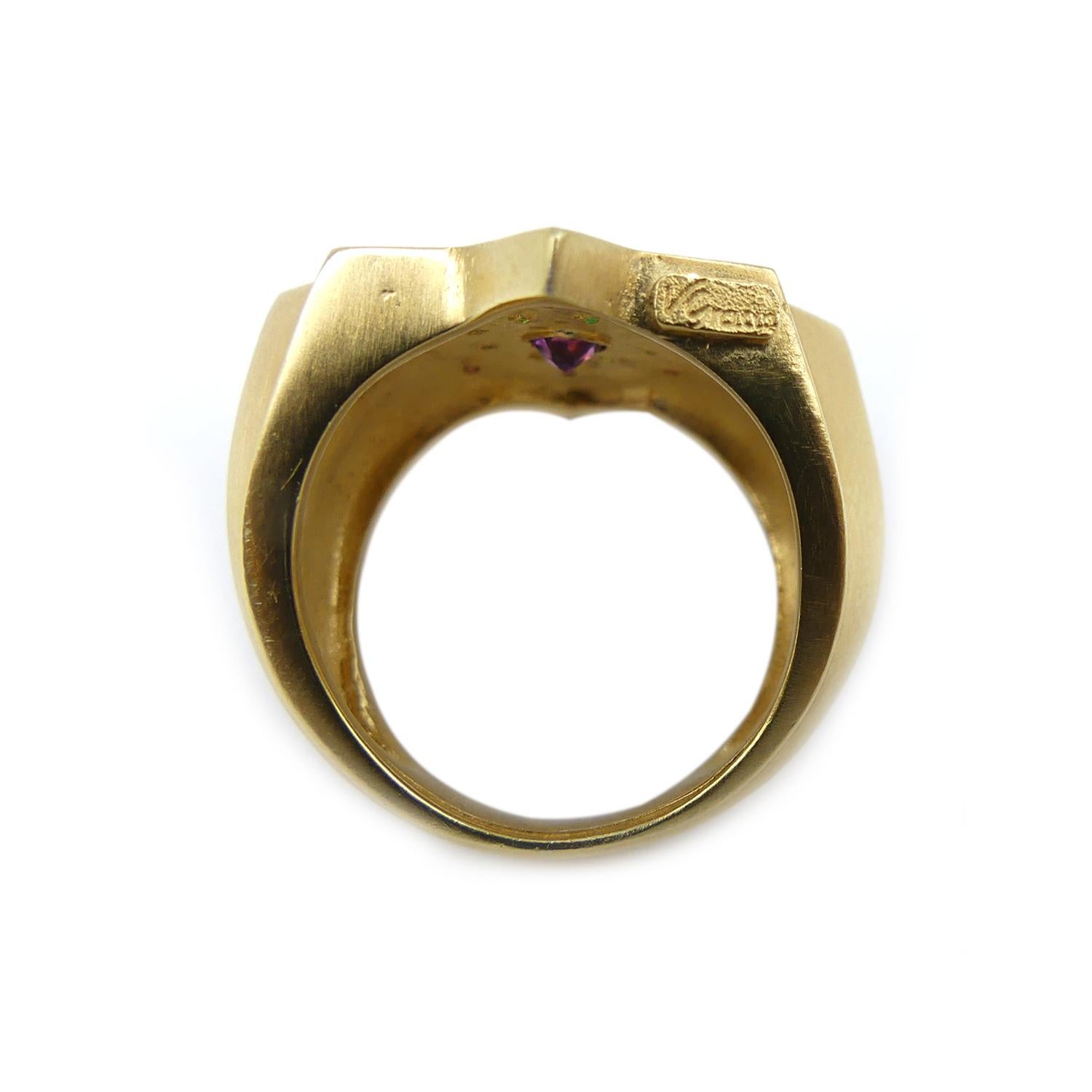 Vicente Gracia Amethyst Rubies Tsavorites Silver Gold Plated Ring In New Condition In Valencia, ES