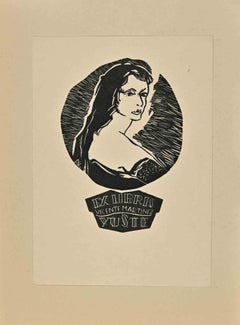 Ex-Libris -  Holzschnitt von Vicente Martinez Yuste – Mitte des 20. Jahrhunderts
