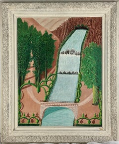 The Waterfall", Naïve Oil on Tapestry by Vicente Pérez Bueno