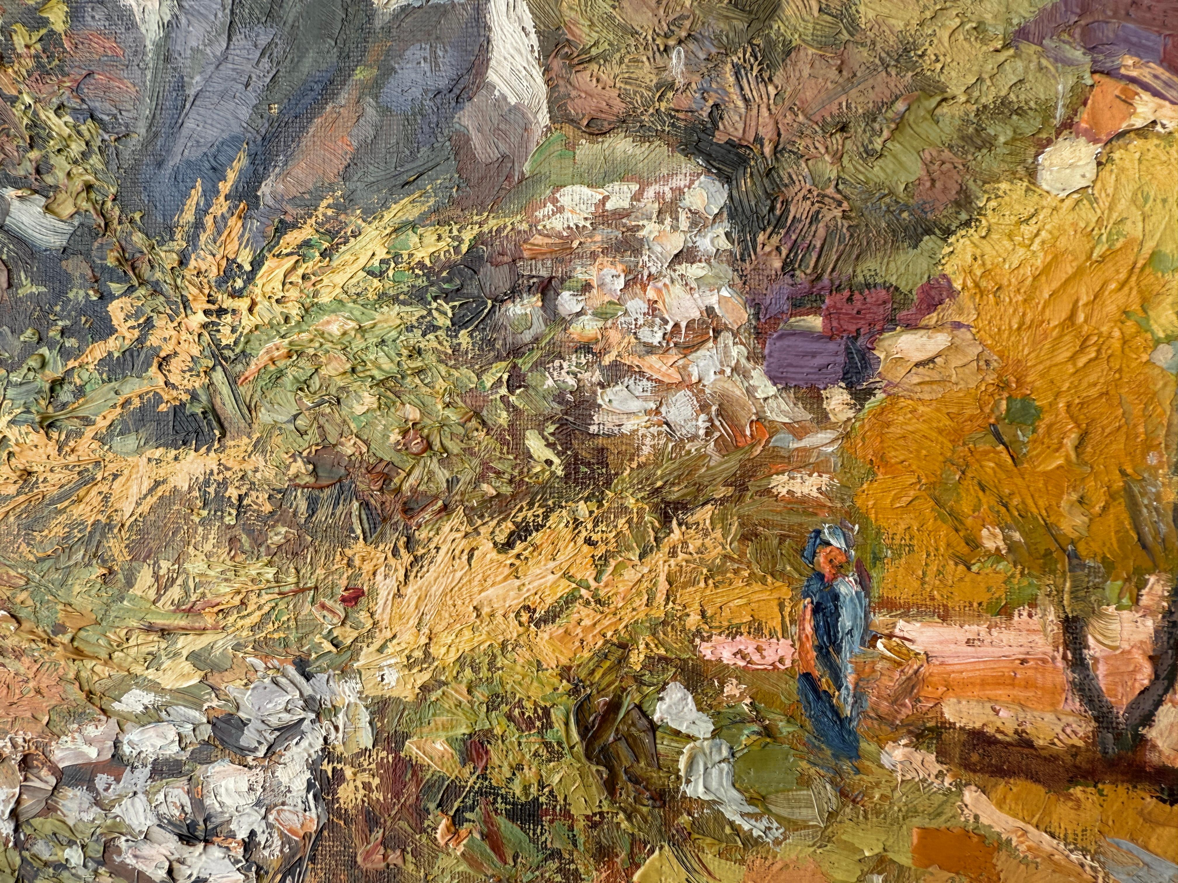 Title: Landscape with Farmhouse and Figure
Author: Vicente Rincón Garrido (Fuentes de Ebro, 1892 – Barcelona, 1958)
Technique: Oil on canvas
Dimensions: 60 x 73 cm (23.6 x 28.7 in)
Support: Canvas (unframed)
Signature: Signed lower right
Estimated