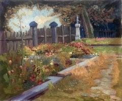 Spanish garden oil on canvas painting landscape Spain