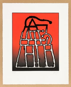 "Vulcano rosso" 2016 Incisione originale firmata in rilievo 17x14in Colore Astratto