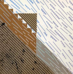 "Rain of Paper I" 1989 Original Signed Collage and Screenprint 12.6x12.6 in