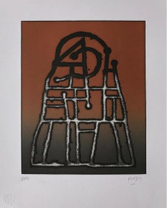 "Brown Volcano" 2016 Original Signed Engraving Embossed 17x14in Color Abstract