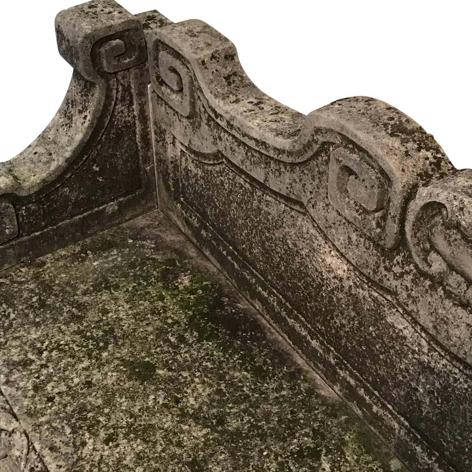stone bench with back