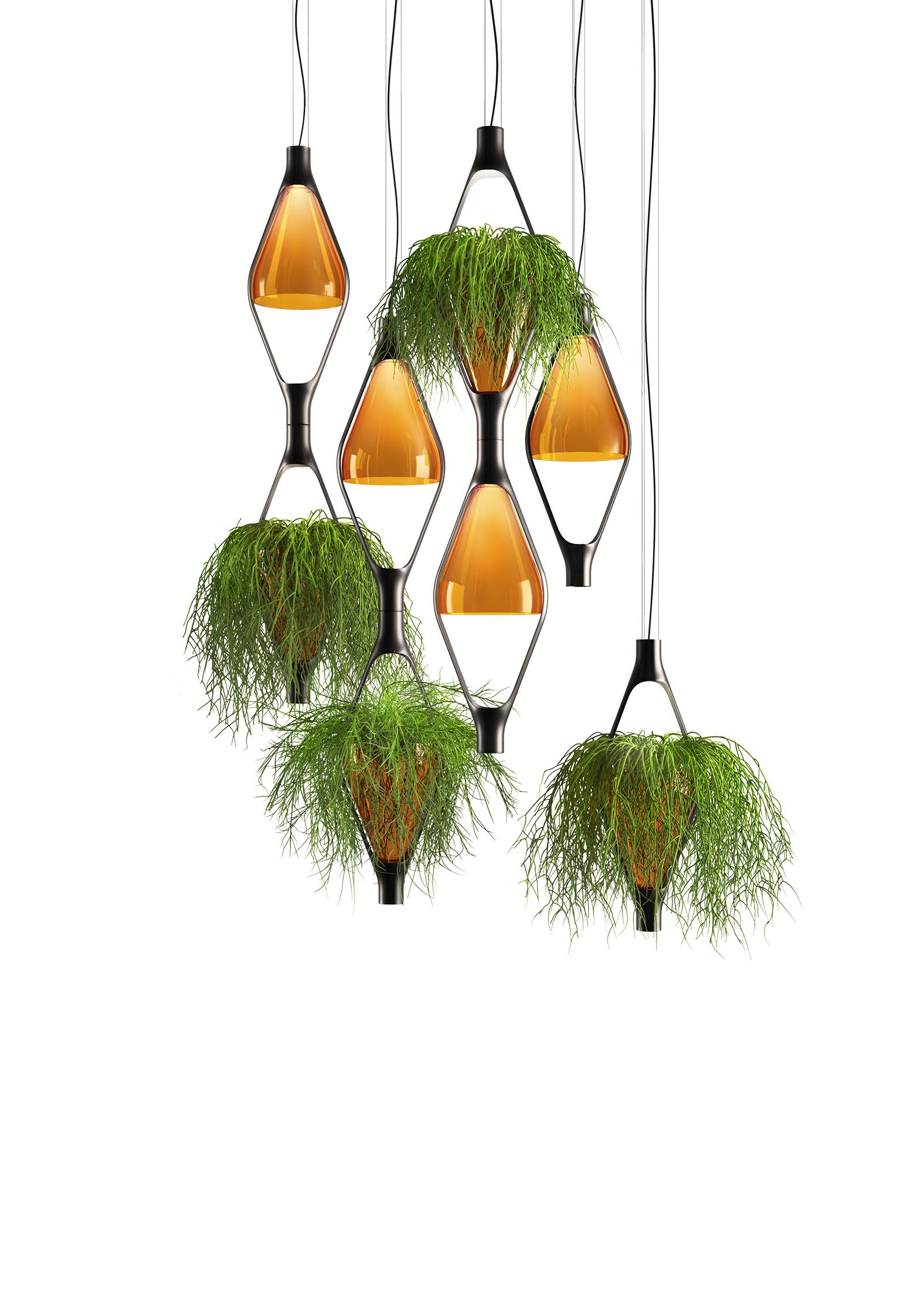 Italian 'Viceversa 2' Modular Suspension Lamp by Noé Lawrance for Kdln in Amber For Sale