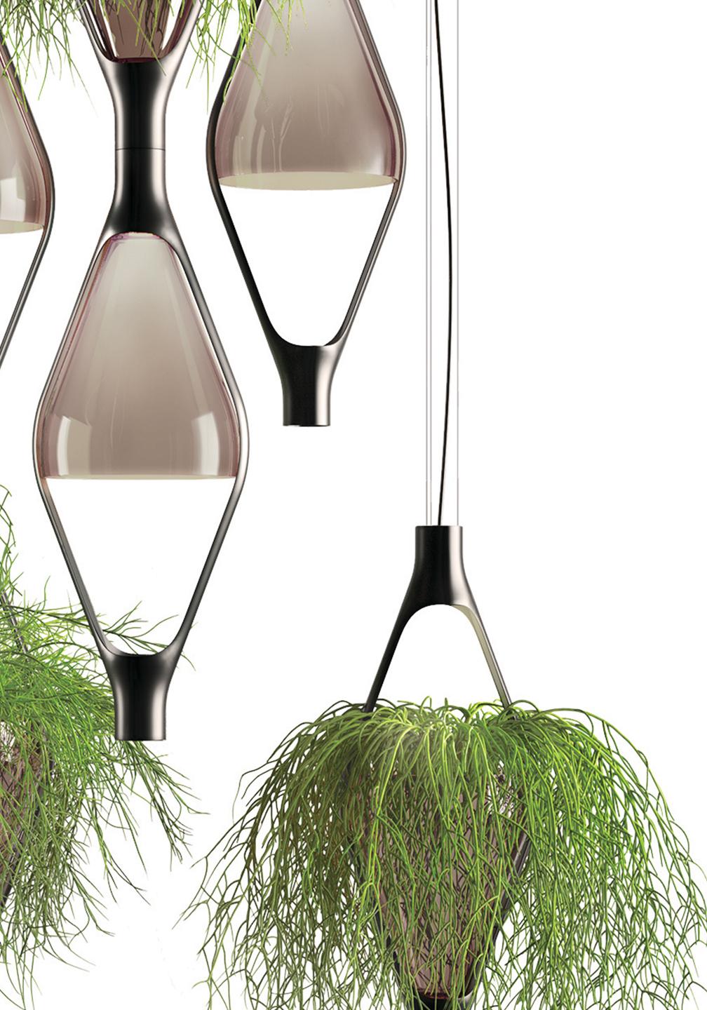 Mid-Century moderno Lampada a sospensione modulare 'Viceversa' di Noé Lawrance per KDLN in grigio fumo in vendita