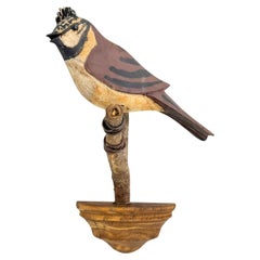 Vichtauer Hand Carved Wood Bird, Black Forest Folk Art, Austria, 1920s