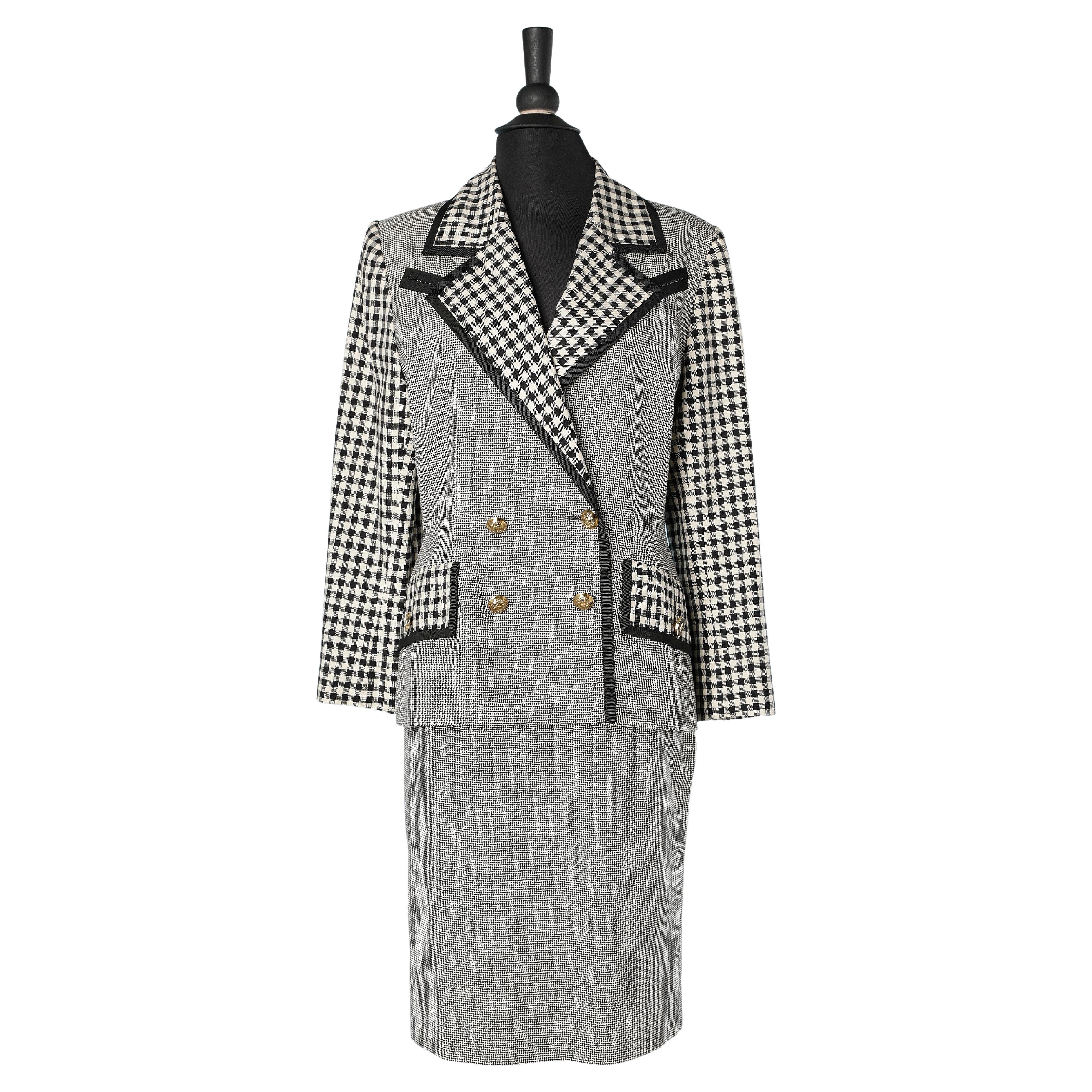 Vichy and houndstooth pattern skirt-suit Jacques Fath for Neiman Marcus
