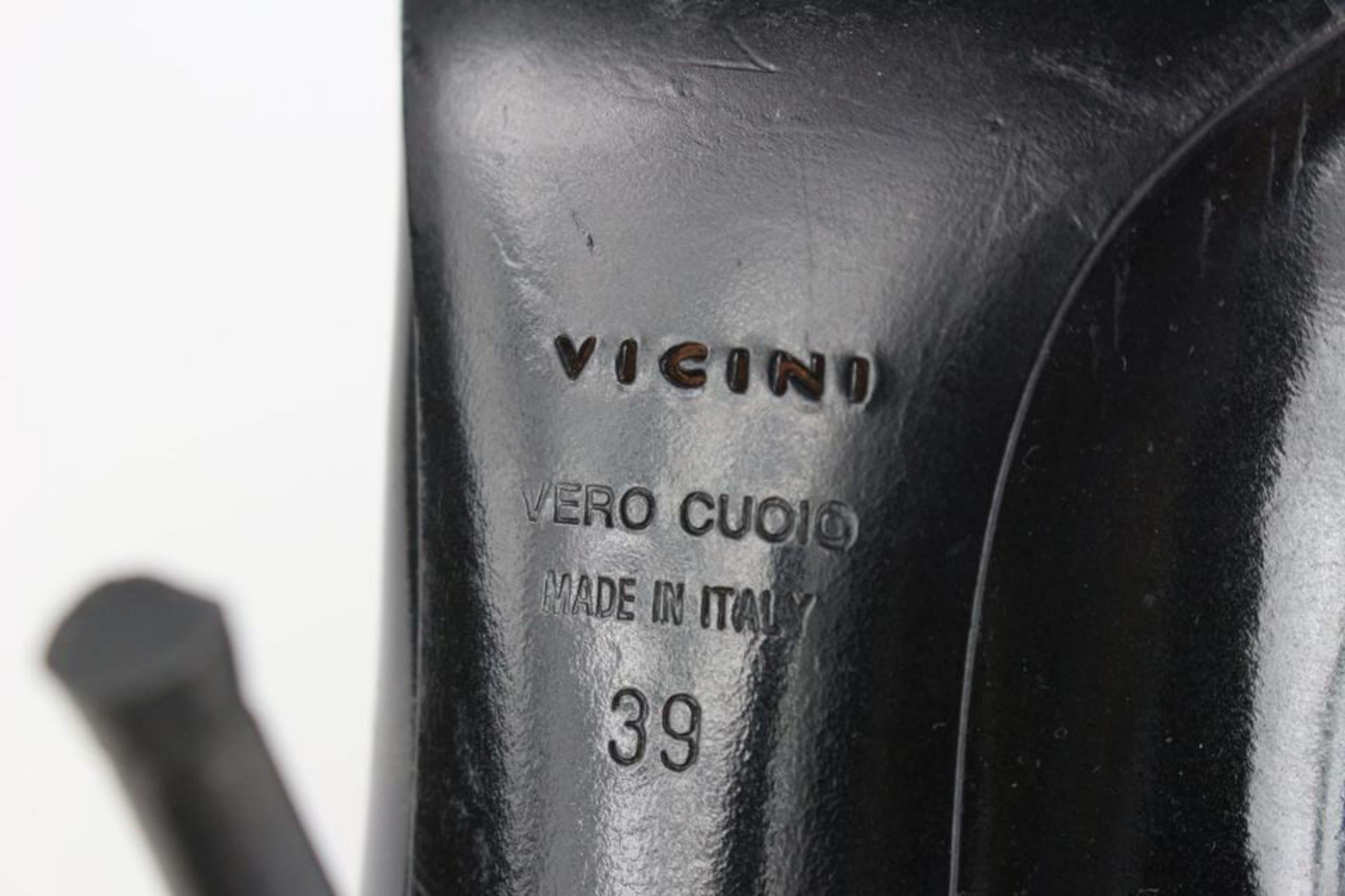 Vicini Size 39 Black Patent x Satin Pump Heels 2V1209 For Sale 5