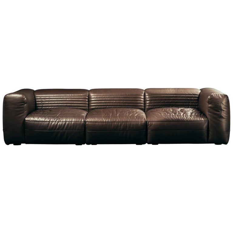 Vicious 3 Seat Modular Sofa In Brown Aniline Leather