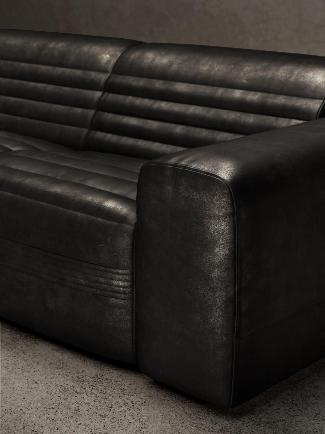 Vicious Modular Sofa Zeitloses Leder Schwarz (Italian) im Angebot