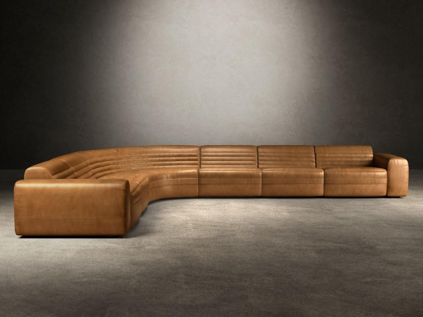 Vicious is a modular sofa composed of 4 modular elements: terminal module, central module, corner module and chaise longue. Vicious sofa is composed of a woode frame upholstered with high-density foamed polyurethane, and a top layer of goose down to