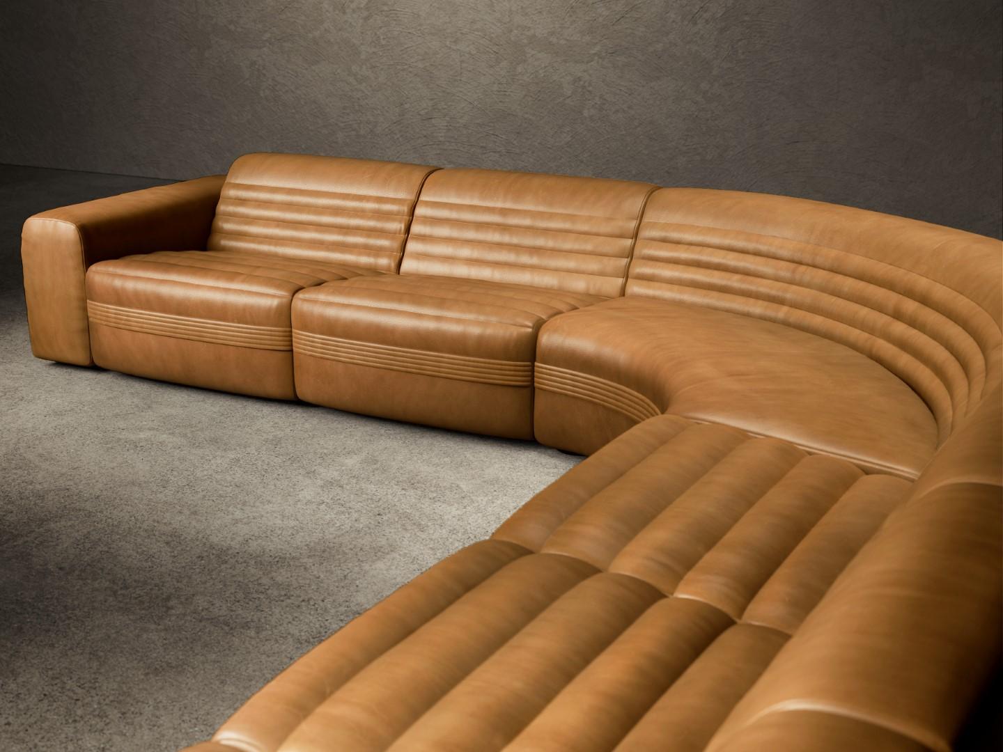 Italian Vicious Modular Sofa Touch Leather Sella color For Sale