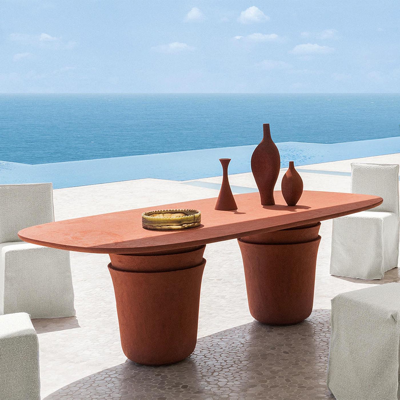 Hand-Crafted Vick Coral Large Outdoor Table For Sale