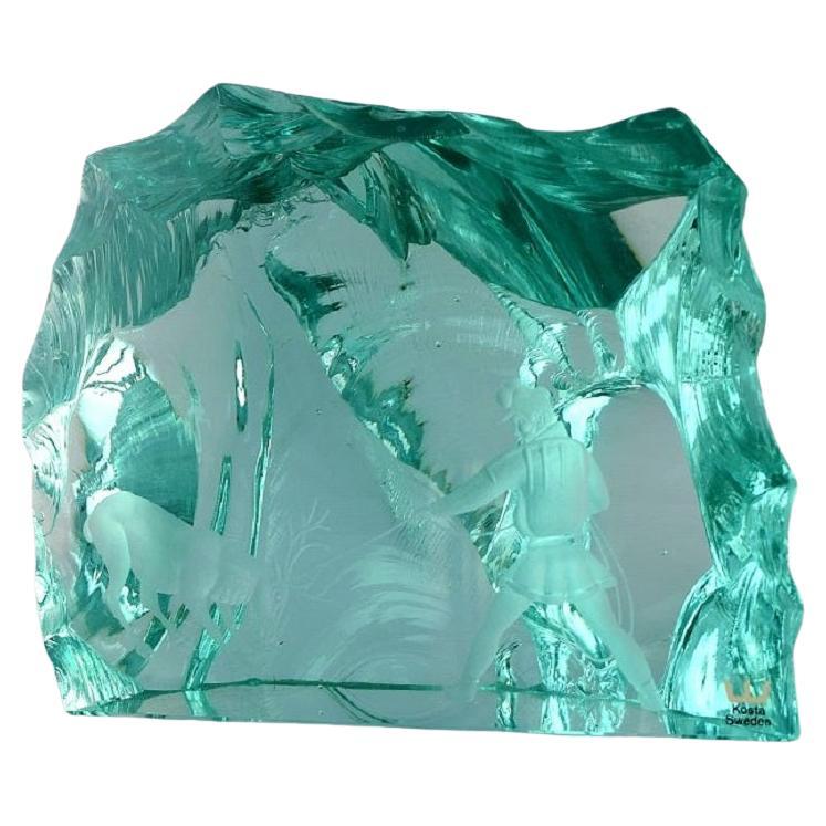Vicke Lindstrand for Kosta Boda. Unique Glass Block, 1960s