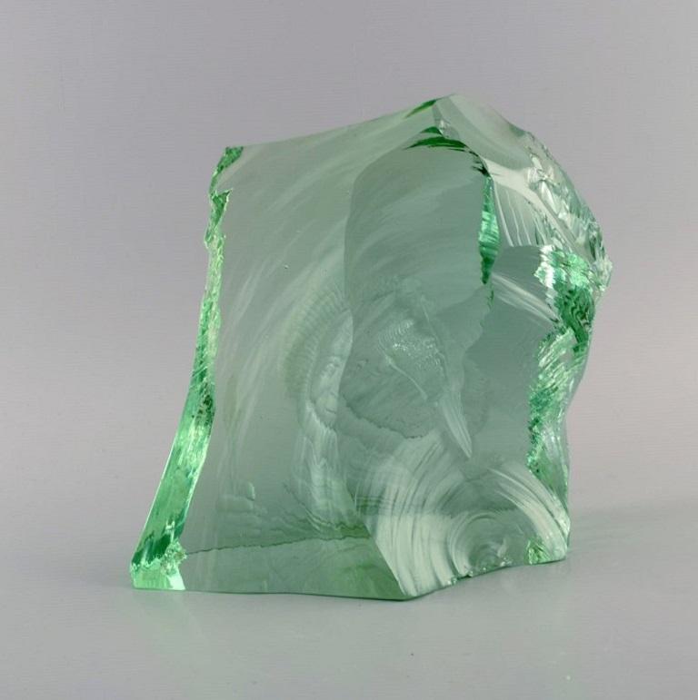 Mid-20th Century Vicke Lindstrand for Kosta Boda, Unique Mouth-Blown Glass Block For Sale