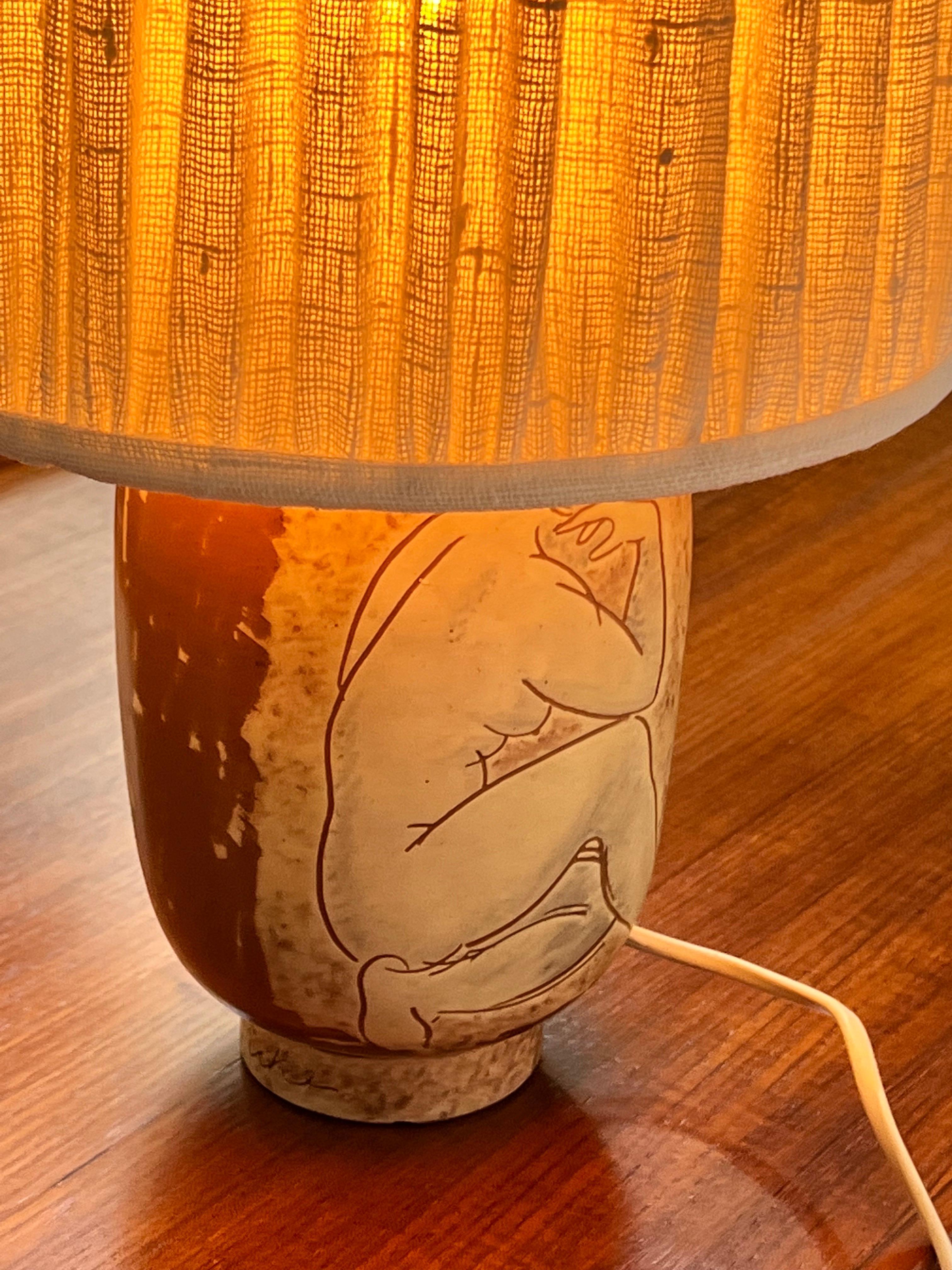 Vicke Lindstrand 45cm nude female 1936 Lamp Sweden In Good Condition For Sale In Forest, BE