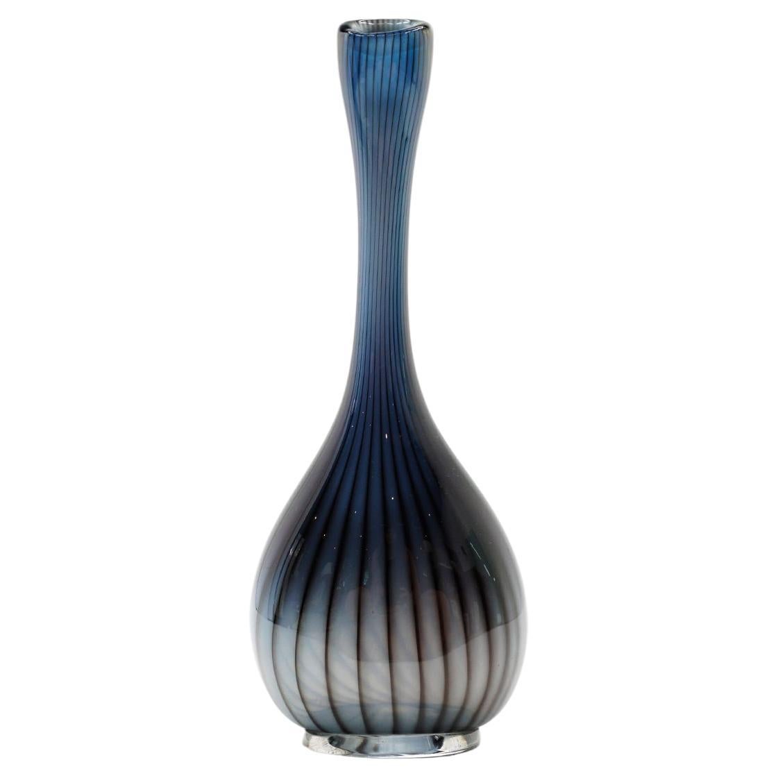 Vicke Lindstrand "Colora" Series for Kosta Blue Bud Glass Vase. Sweden, 1950s