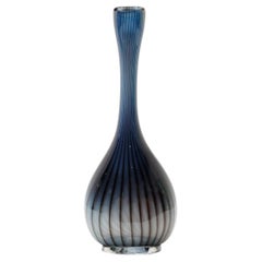 Antique Vicke Lindstrand "Colora" Series for Kosta Blue Bud Glass Vase. Sweden, 1950s